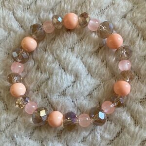Handmade Elegant Pink and Peach Beaded Bracelet